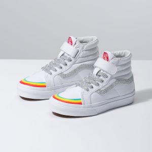 Vans Kiz Çocuk Spor Ayakkabı Rainbow Toe Cap Sk8-Hi Reissue 138 V Beyaz/Gümüş | 44517-635